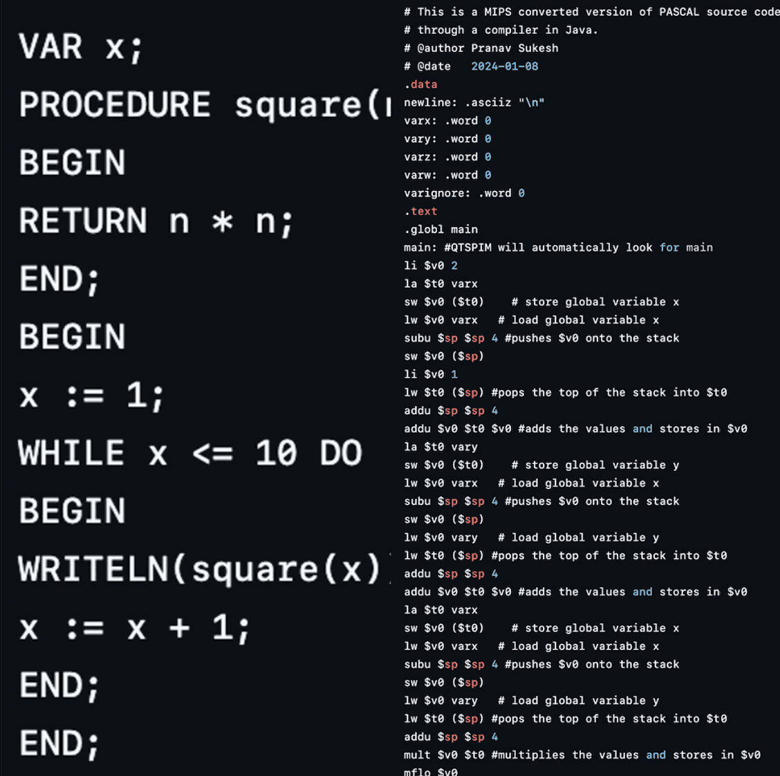 Pascal-to-MIPS Compiler